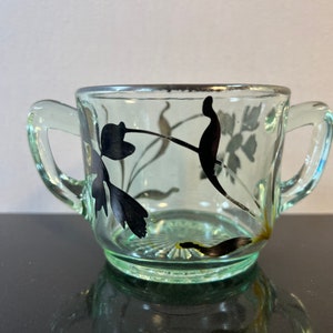 Vintage green glass sugar bowl