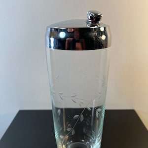 vintage glass cocktail shaker