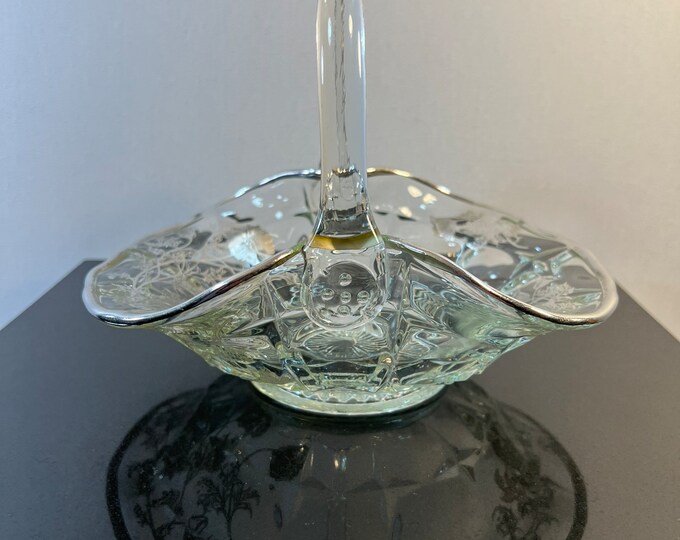 Vintage Glass Basket Etsy