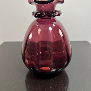 Vintage purple art glass bottle vase