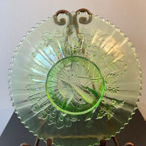 vintage green carnival glass plate