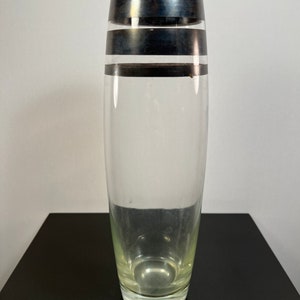 Vintage glass vase with silver stripes