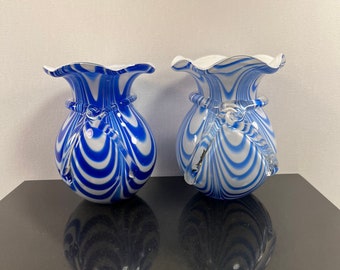 Vintage set of two art glass vases