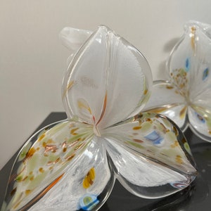 Vintage set of two art glass flowers