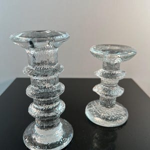 vintage glass candlestick holders set of two