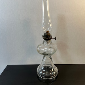 Vintage small clear glass oil lamp