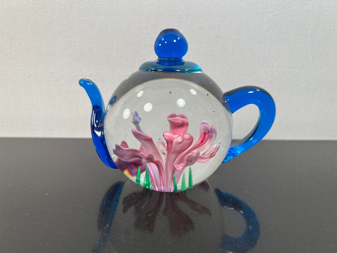 Vintage Art Glass Teapot Etsy