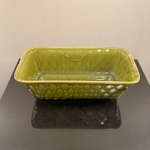 Vintage green ceramic brush McCoy planter
