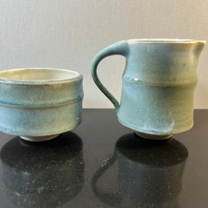 Vintage stoneware creamer and sugar