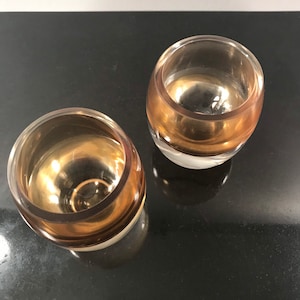 Vintage Glass Art Amber and clear glass candleholders
