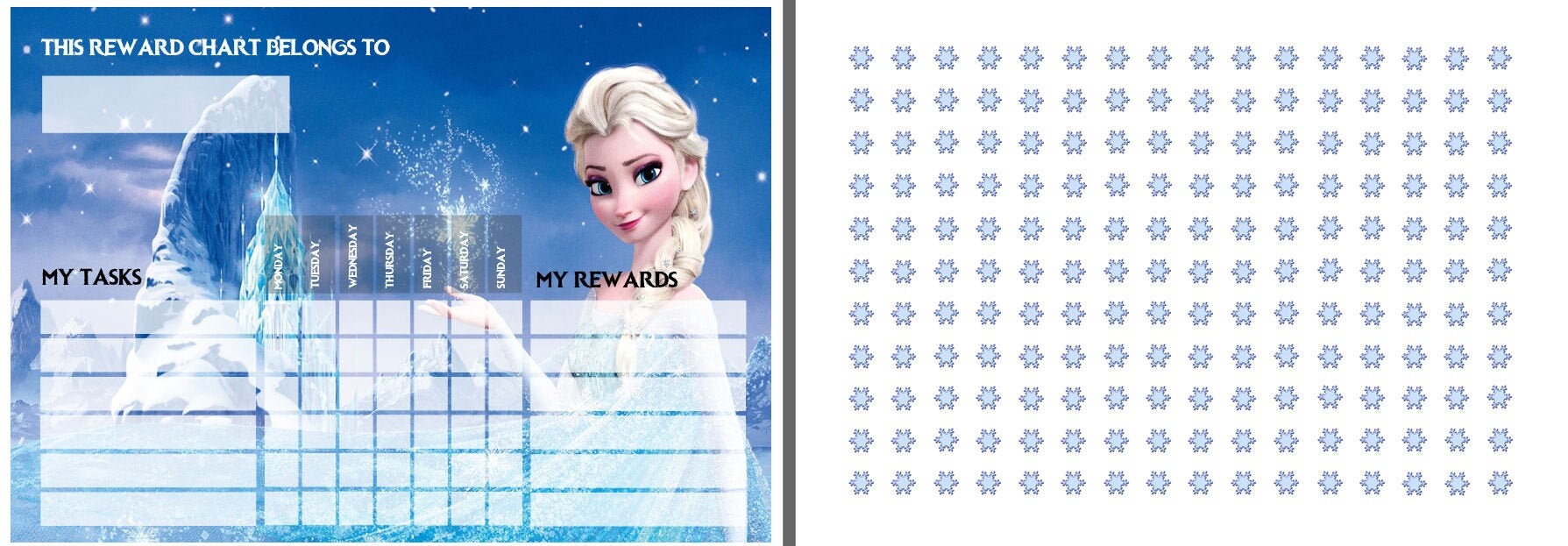 Frozen Elsa Reward Chart Digital Download Personalised | Etsy