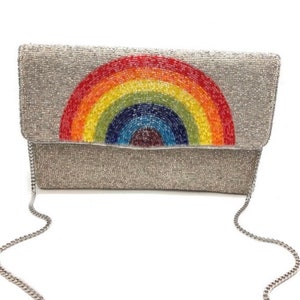 Rainbow seed bead clutch or crossbody- pride purse/handbag/clutch