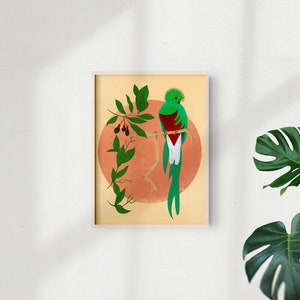 Quetzal Bird Wild Avocado | Tropical Boho Art Print | Unframed Wall Art