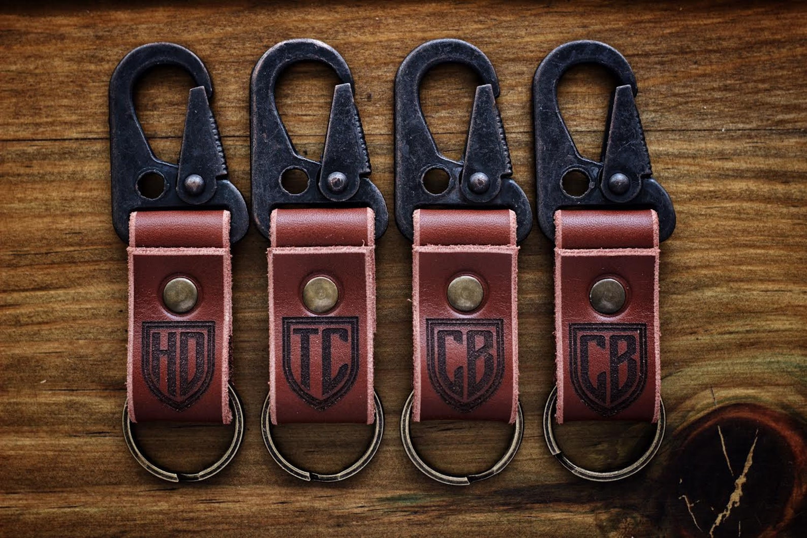 Personalized Carabiner Leather Keychain Fob Keyring Keychain Etsy