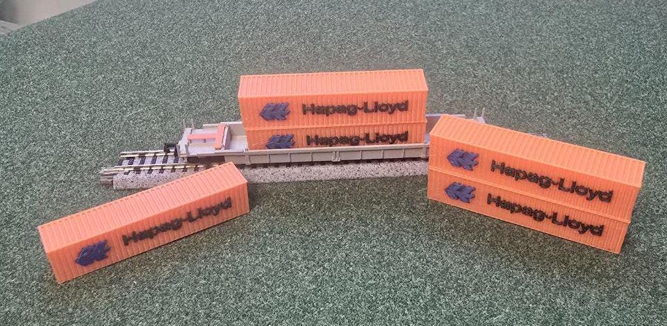 1/160 N Scale 5 Pack 40ft Shipping HAPAG LLOYD SHIPPING Containers - Free shipping - Made in U.S.A