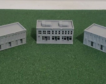 N scale 1/160 3 Piece Town Buildings Pack City- Multi Use Buildings FREE SHIP