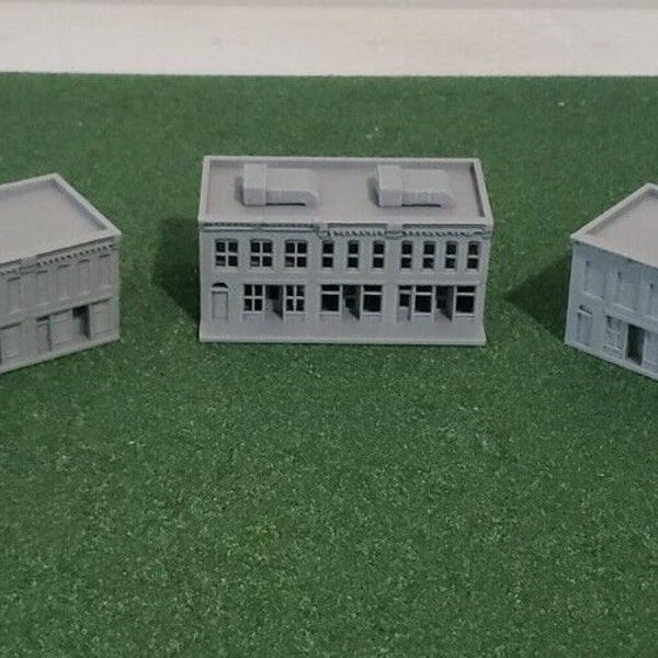 N scale 1/160 3 Piece Town Buildings Pack City- Multi Use Buildings FREE SHIP