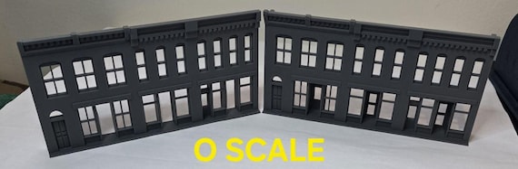 O Scale Town Building Facade – Model Railroad Backdrop, Made in USA