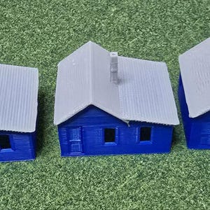 N Scale 1/160 3 Pack Of &quot;Company Houses&quot; 3d Printed FREE SHIPPING Blue In Color