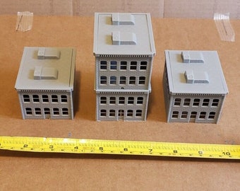 N Scale 3d Printed Town Buildings 3 Structures. 2 Two Story And High Rise. City buildings for diorama layout