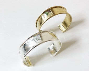 3/4" Gold or Silver Adjustable Bracelet Blank, Inlay Cuff Bracelet, Channel Cuff Bracelet Cuff, Inset Cuff, Blank Cuff