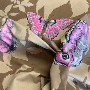 Fabric by the meter beige pink butterflies width 280 cm, upholstery fabric, fabric by the meter, cotton fabric