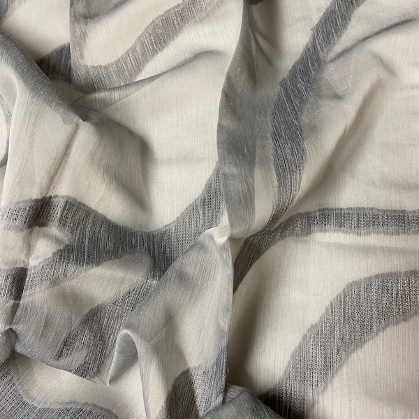 Tissu voile gris à motifs en polyester , tissu voile gris , tissu voile plombé , tissu ameublement , coupons de tissu , tissu voilage