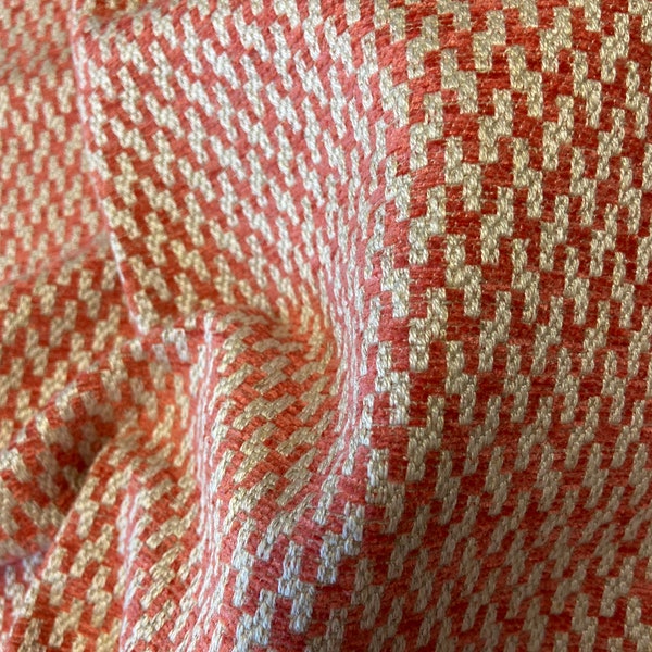 Pink and beige geometric fabric in viscose and cotton, furnishing fabric, fabric coupons