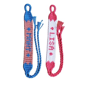 Pulsera Alfa de la Amistad, Nombre Personalizado, Fecha, Iniciales o Letras, Pulsera de Hilo con 2 Colores