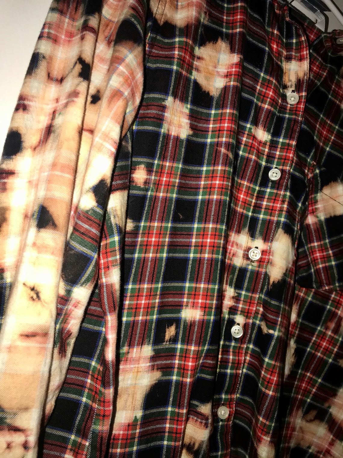 Bleach Dyed Flannel Etsy