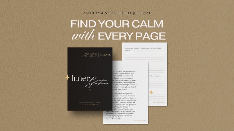 Anxiety journal cover pages encouraging you to find your calm
