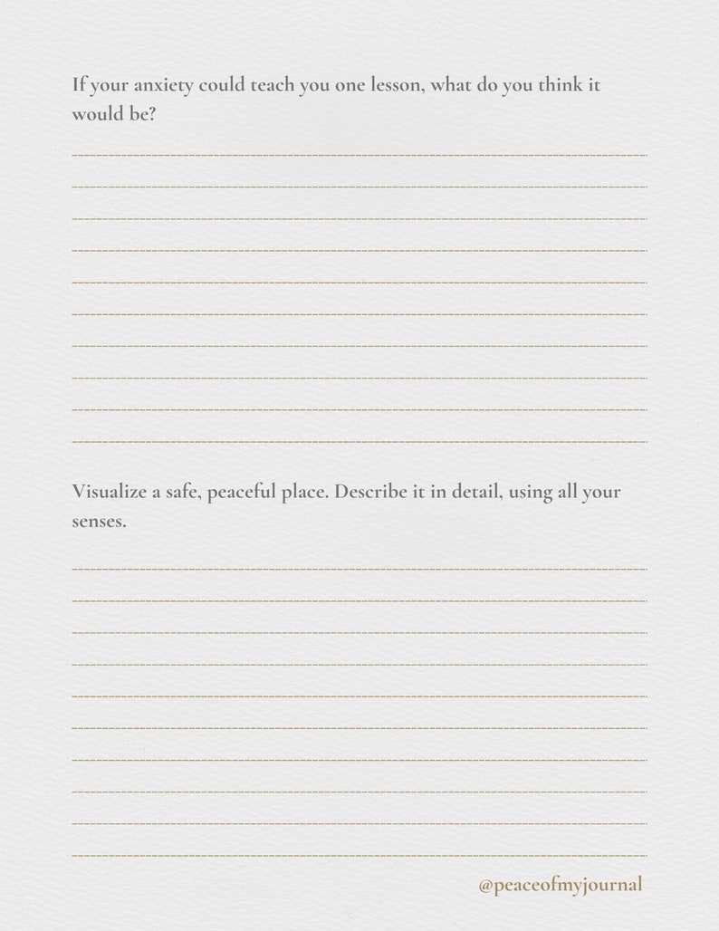 Printable PDF Anxiety & Stress Relief Journal With Guided Journal