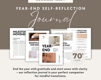 Year-End Reflection Journal: 70+ Pages, Vision Board (Digital Download)
