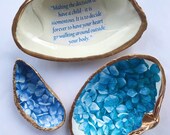 Personalized quote large clam shell dish decoupaged trinket dish jewelry dish customizable favorite saying names display