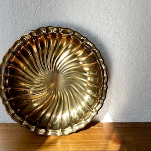 Vintage Solid Brass Serving Plate Tray