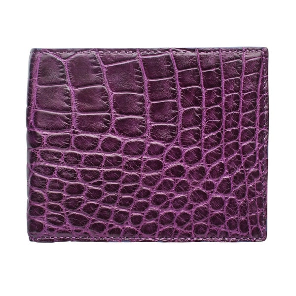 Purple Stomach Belly Alligator Leather Wallet Genuine Exotic Skin Men's Bifold