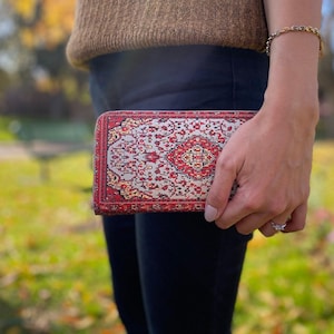 Zip Around Wallet, Boho Wallet Made with Carpet Patterns, Women's Handmade Wallet, Wallet Women, Hippie Wallet, Bohemian Wallet