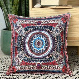 Handmade Boho Pillow Cover: Turkish Rug Design, 18x18