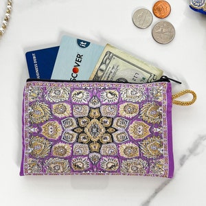 Pochette en tissu, porte-monnaie bohème, pochette pour monnaie faite main, petit porte-monnaie