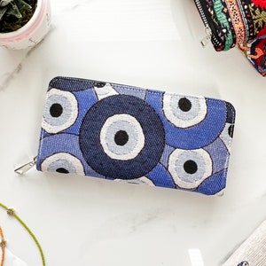Cartera de ojo malvado para mujer, cartera hecha a mano, cartera bohemia, cartera bonita, regalos bohemios, cartera para mujer