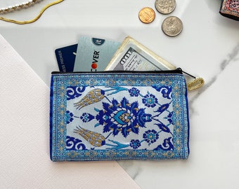 Monedero floral, estuche de tela, regalo hecho a mano para mujer, estuche de tela, estuche pequeño, monedero hecho a mano, estuche bohemio, estuche con cremallera