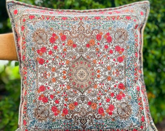 Floral Turkish Pillow Cover: Velvet-Like Boho Cushion, 18x18