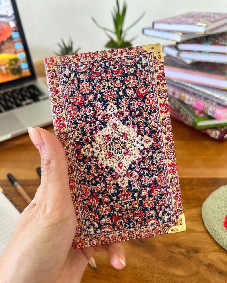 Handmade Pocket Journal: Boho Notebook, Small Notebook, Handmade Notebook, Small Notebook, Travel Size Notebook, Rug Design Notebook image 18