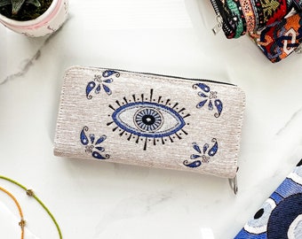 Cartera hecha a mano para mujer, Cartera Evil Eye, Cartera Boho para mujer, Cartera linda, Regalos Boho para mujer