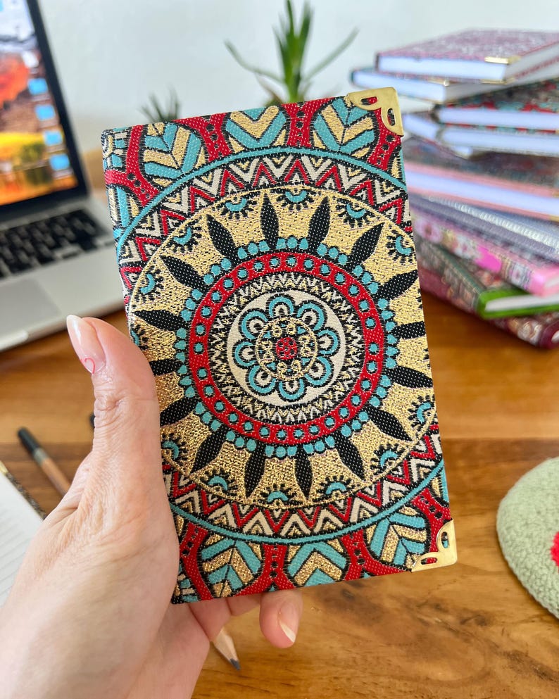 Handmade Pocket Journal: Boho Notebook, Small Notebook, Handmade Notebook, Small Notebook, Travel Size Notebook, Rug Design Notebook image 15
