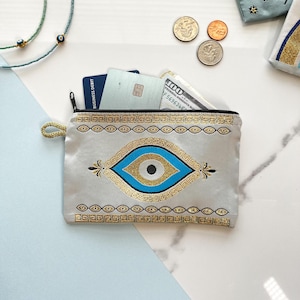 Evil Eye Coin Purse, Zipper Pouch, Fabric Pouch, Coin Purses, Evil Eye Protection, Spiritual Gifts, Evil Eye Design, Bohemian Style Purse