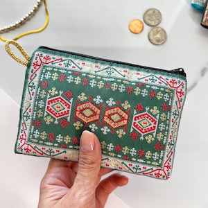 Handmade Fabric Coin Purse: Embroidered Travel Pouch (4x5in)