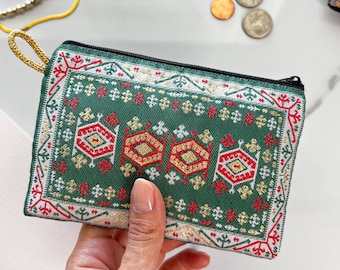 Mini Handgefertigte Geldbörse, Handgefertigter Boho Stoff Beutel, niedliche Geldbörse, Stoff-Reißverschluss-Beutel, kleine Make-up-Reisetasche, Geldbörse