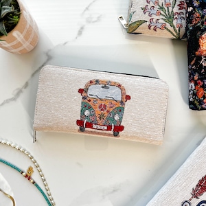Carteira para mulheres, carteira de tecido feita à mão, carteira com zíper, presentes para mulheres, carteira para mulheres, carteira boho, presentes para o dia das mães