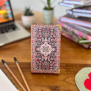 Handmade Pocket Journal: Boho Notebook, Small Notebook, Handmade Notebook, Small Notebook, Travel Size Notebook, Rug Design Notebook Dark Blue